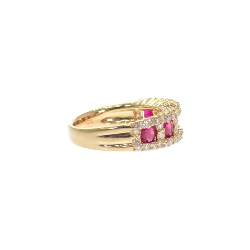 Designer Jewelry Ring Size 11 K18 Yellow Gold Ruby Diamond Ladies