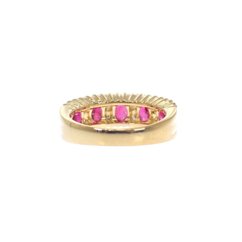 Designer Jewelry Ring Size 11 K18 Yellow Gold Ruby Diamond Ladies