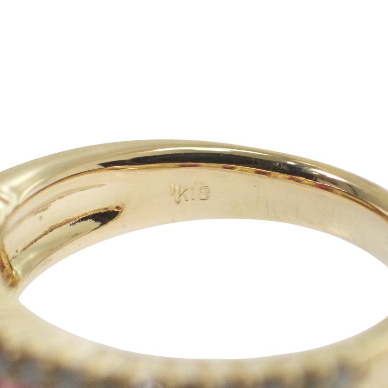 Designer Jewelry Ring Size 11 K18 Yellow Gold Ruby Diamond Ladies