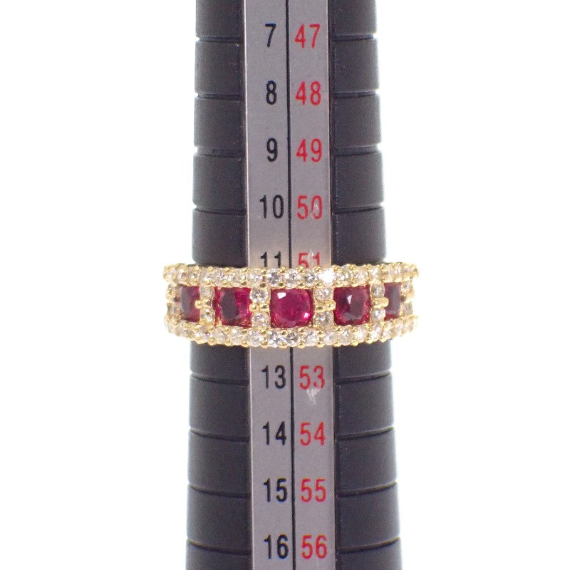 デザインジュエリー 11号 リング K18イエローゴールド ルビー ダイヤモンド レディース【中古】【Aランク】