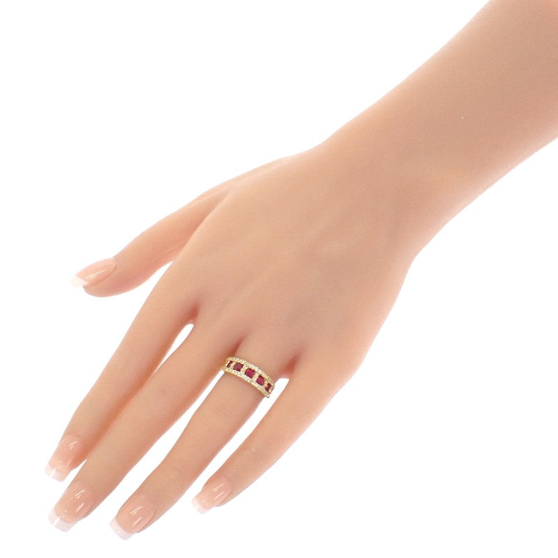 デザインジュエリー 11号 リング K18イエローゴールド ルビー ダイヤモンド レディース【中古】【Aランク】