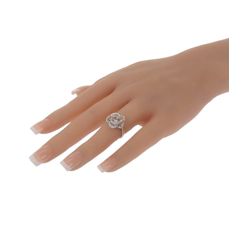 K18 ダンシングストーン フラワー 13号 リング K18ホワイトゴールド ダイヤモンド レディース【中古】【Aランク】