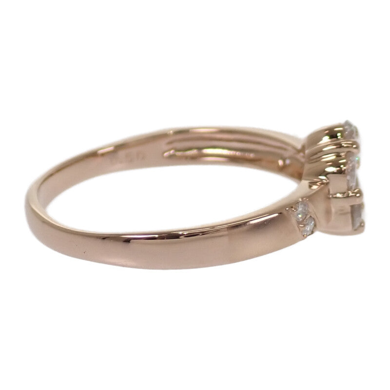 K18 Design Jewelry Ring K18 Pink Gold Diamond Ladies JP 14【Used】【A Rank】
