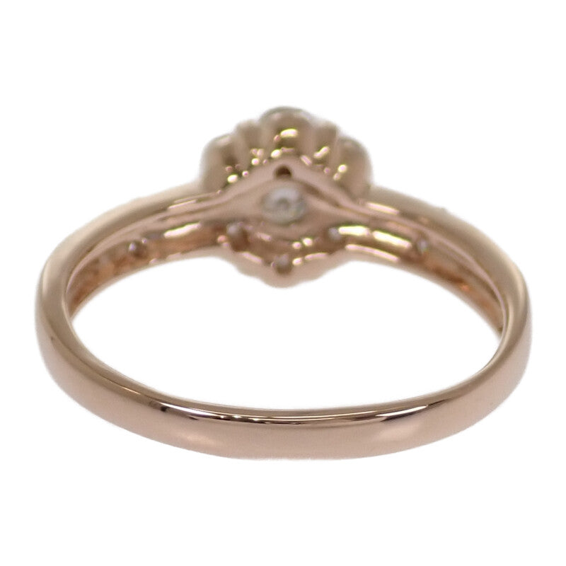 K18 Design Jewelry Ring K18 Pink Gold Diamond Ladies JP 14【Used】【A Rank】