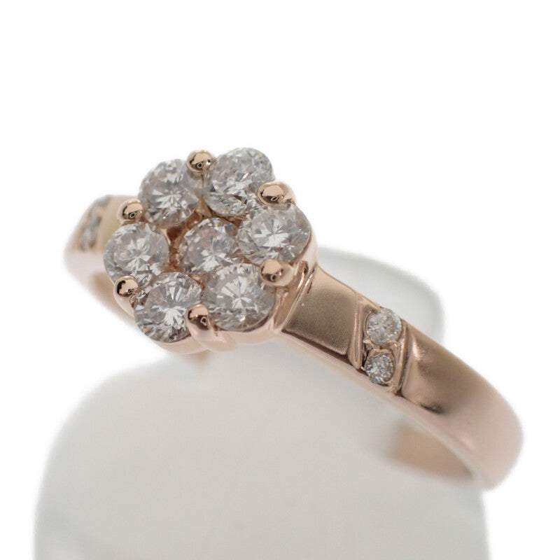 K18 Design Jewelry Ring K18 Pink Gold Diamond Ladies JP 14【Used】【A Rank】