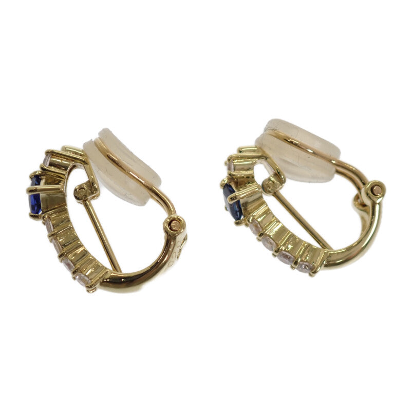デザインジュエリー 2WAY イヤリング ノンホール ピアス K18イエローゴールド サファイア ダイヤモンド レディース【中古】【Aランク】