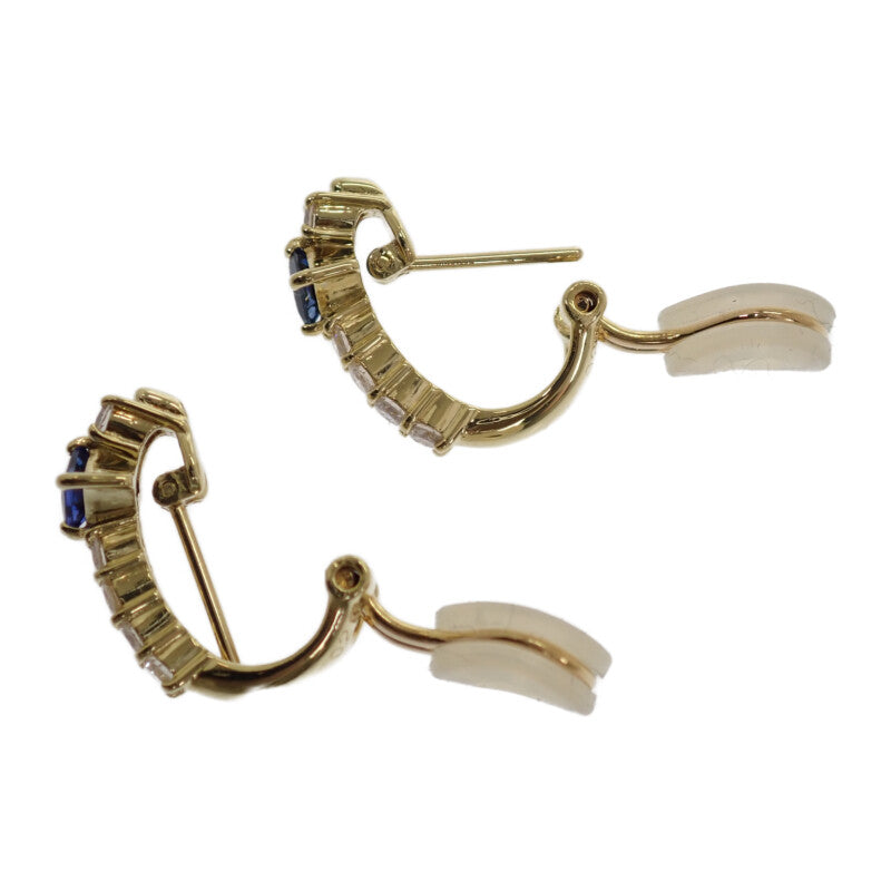デザインジュエリー 2WAY イヤリング ノンホール ピアス K18イエローゴールド サファイア ダイヤモンド レディース【中古】【Aランク】