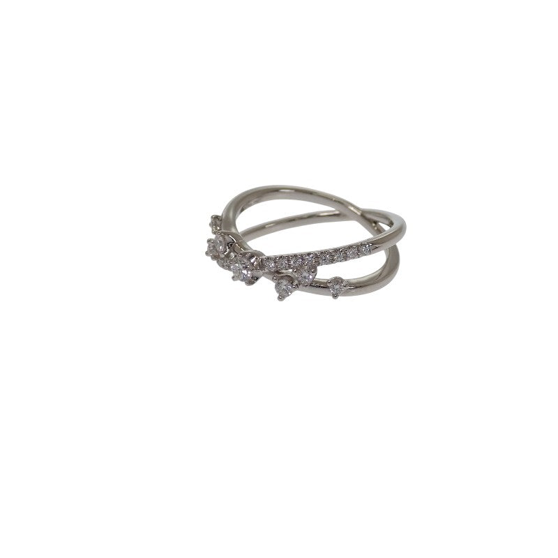 スタージュエリー STAR JEWELRY クロスライン 9号 リング Pt950プラチナ ダイヤモンド レディース【中古】【Aランク】