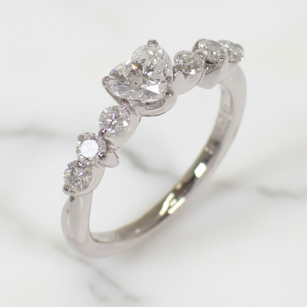 Design Jewelry Heart Shape 8.5 Ring Pt900 Platinum Diamond Ladies