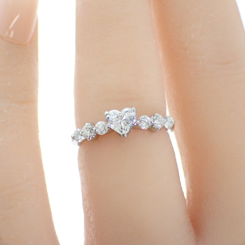 Design Jewelry Heart Shape 8.5 Ring Pt900 Platinum Diamond Ladies