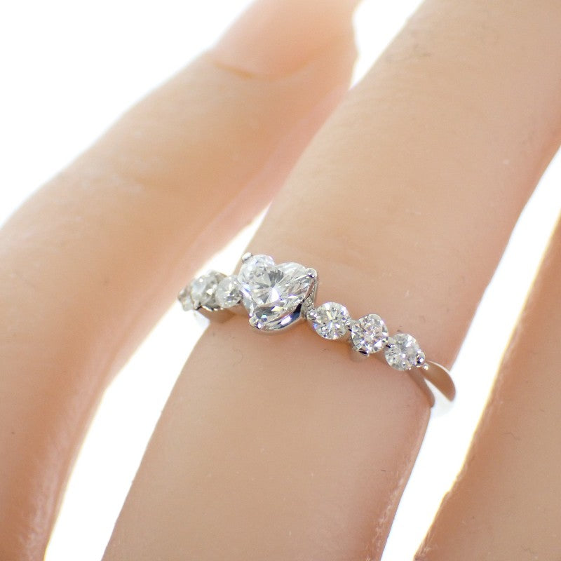 Design Jewelry Heart Shape 8.5 Ring Pt900 Platinum Diamond Ladies