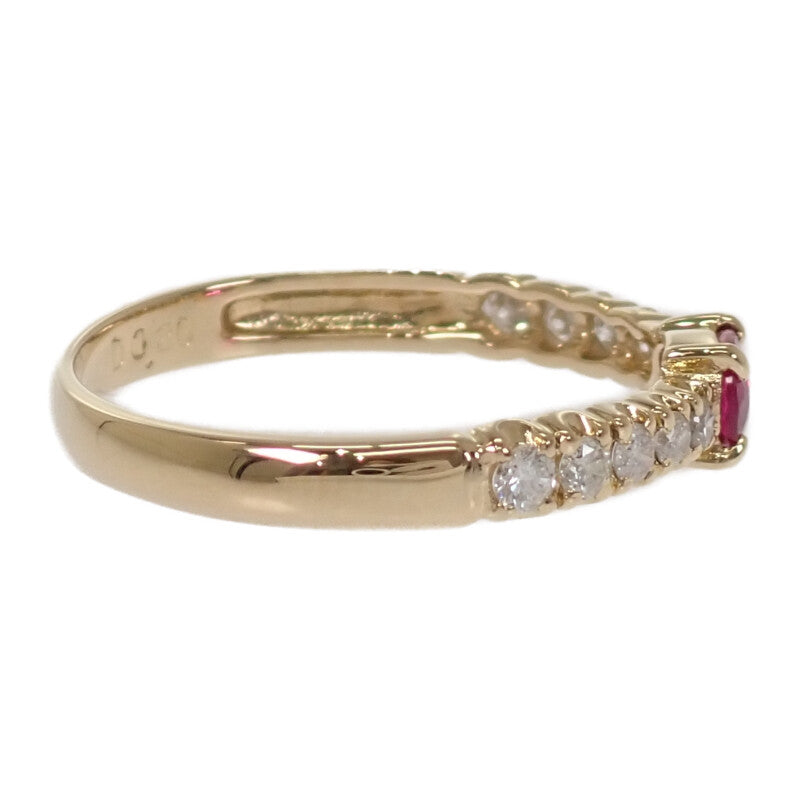 デザインジュエリー オーバルカット 11号 リング K18イエローゴールド ルビー ダイヤモンド レディース【中古】【Aランク】