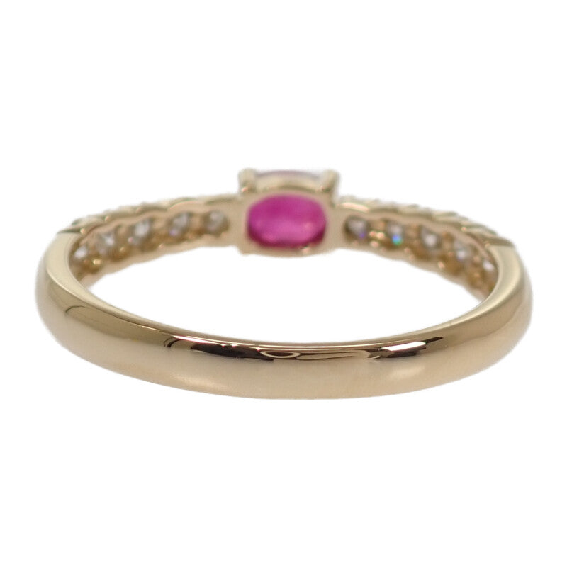 デザインジュエリー オーバルカット 11号 リング K18イエローゴールド ルビー ダイヤモンド レディース【中古】【Aランク】