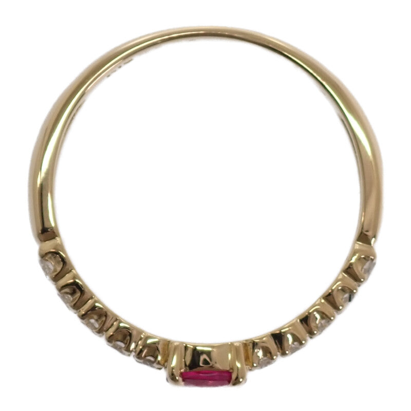 デザインジュエリー オーバルカット 11号 リング K18イエローゴールド ルビー ダイヤモンド レディース【中古】【Aランク】