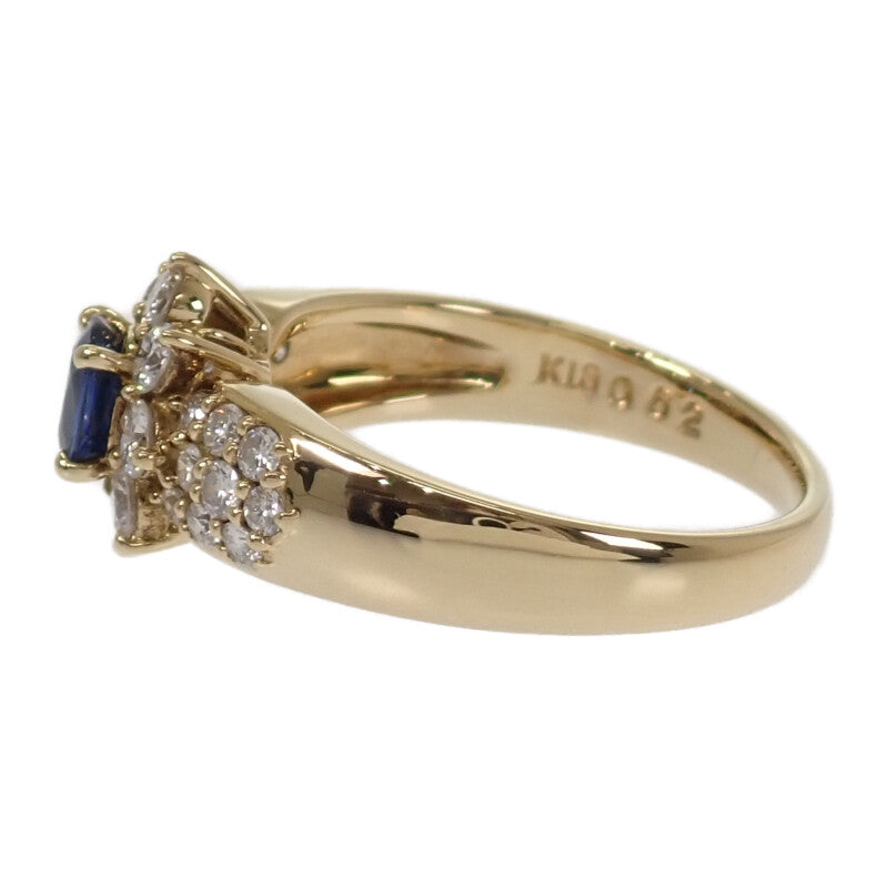 デザインジュエリー サファイア 11.5号 リング K18イエローゴールド ブルー ゴールド サファイア ダイヤモンド レディース【中古】【Aランク】