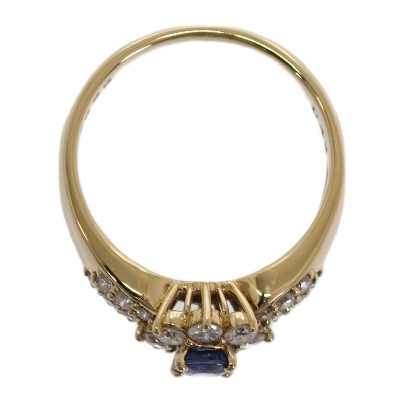 デザインジュエリー サファイア 11.5号 リング K18イエローゴールド ブルー ゴールド サファイア ダイヤモンド レディース【中古】【Aランク】