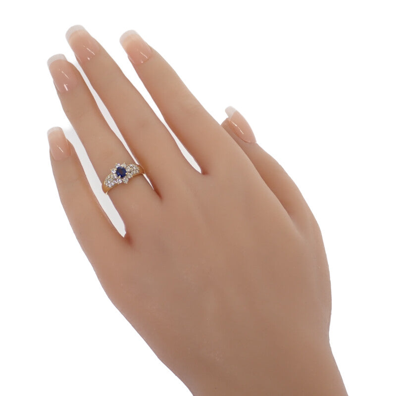 デザインジュエリー サファイア 11.5号 リング K18イエローゴールド ブルー ゴールド サファイア ダイヤモンド レディース【中古】【Aランク】