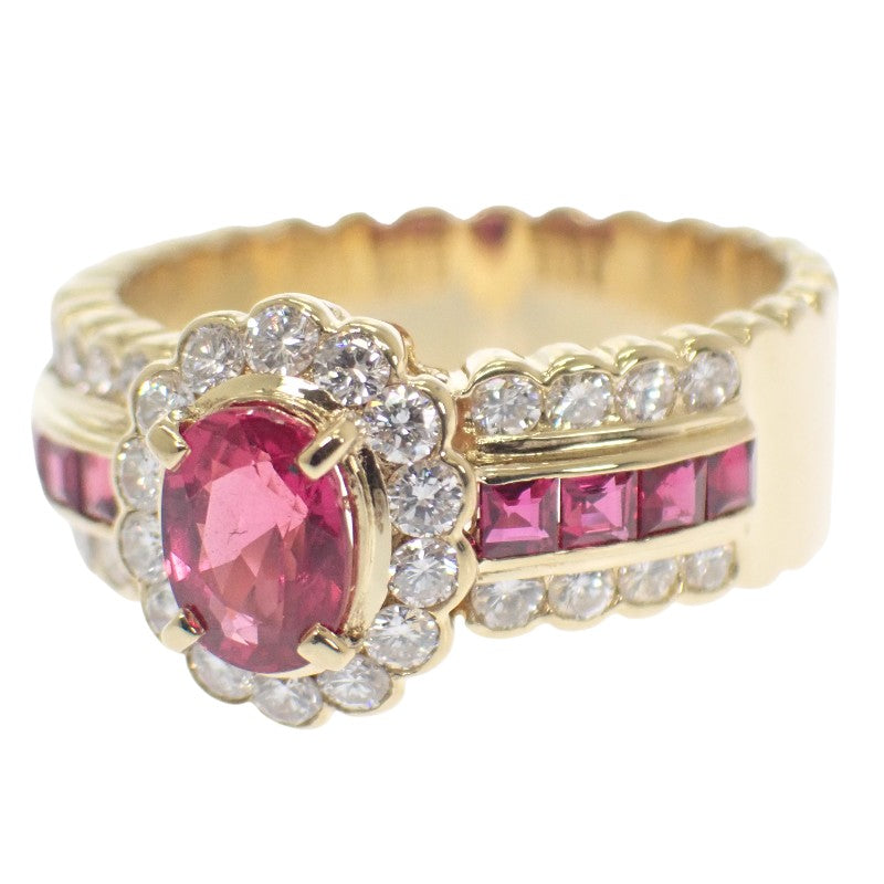 デザインジュエリー 12.5号 リング K18イエローゴールド ルビー ルビー ダイヤモンド レディース【中古】【Aランク】