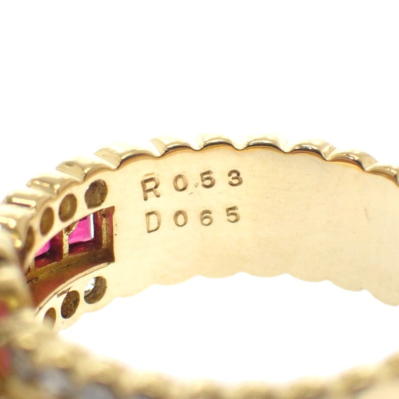 デザインジュエリー 12.5号 リング K18イエローゴールド ルビー ルビー ダイヤモンド レディース【中古】【Aランク】