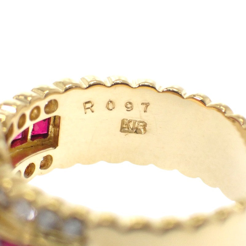 デザインジュエリー 12.5号 リング K18イエローゴールド ルビー ルビー ダイヤモンド レディース【中古】【Aランク】
