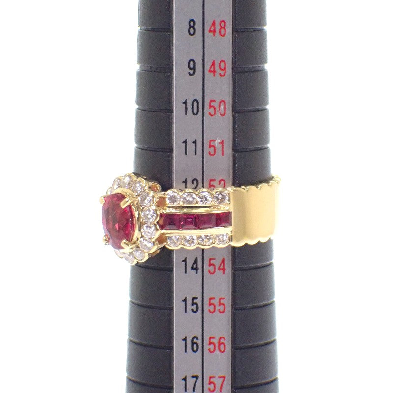 デザインジュエリー 12.5号 リング K18イエローゴールド ルビー ルビー ダイヤモンド レディース【中古】【Aランク】