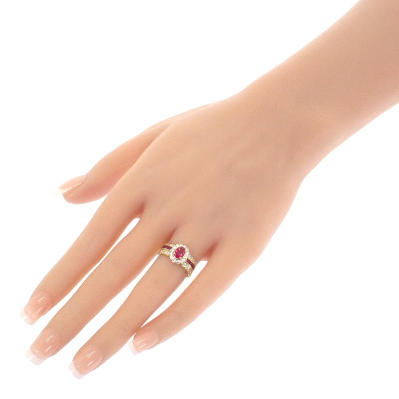 デザインジュエリー 12.5号 リング K18イエローゴールド ルビー ルビー ダイヤモンド レディース【中古】【Aランク】