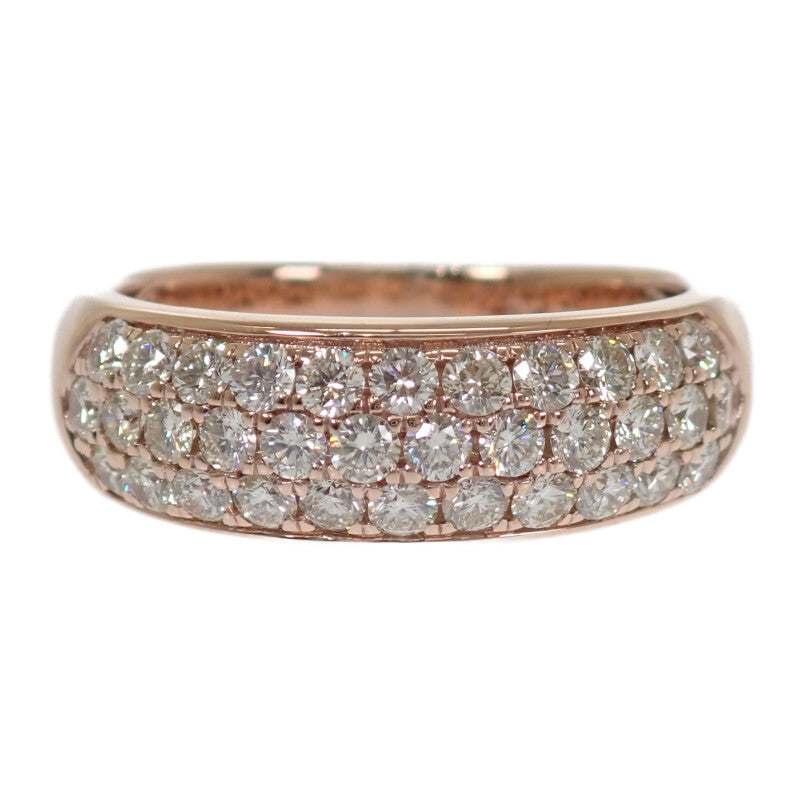 デザインジュエリー ハーフパヴェ 14号 リング K18ピンクゴールド ダイヤモンド レディース【中古】【Aランク】