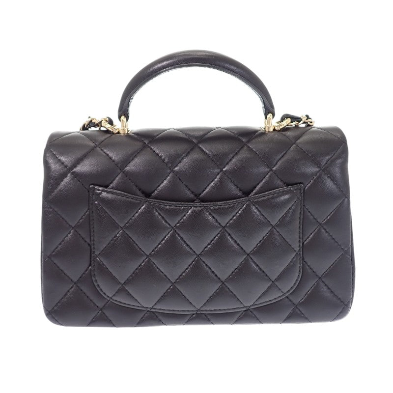 シャネル CHANEL トップハンドル ミニフラップ AS2431_B06660_94305 ショルダーバッグ ラムスキン ブラック ゴールド金具 レディース【中古】【ABランク】