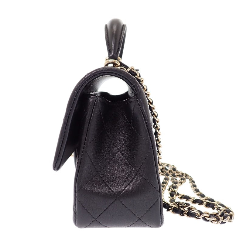 シャネル CHANEL トップハンドル ミニフラップ AS2431_B06660_94305 ショルダーバッグ ラムスキン ブラック ゴールド金具 レディース【中古】【ABランク】