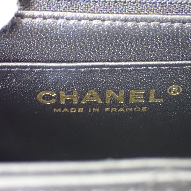 シャネル CHANEL トップハンドル ミニフラップ AS2431_B06660_94305 ショルダーバッグ ラムスキン ブラック ゴールド金具 レディース【中古】【ABランク】