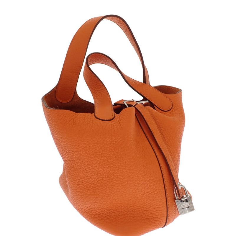 エルメス HERMES ピコタンロックPM ハンドバッグ トリヨンクレマンス オレンジ シルバー金具 レディース【中古】【Aランク】
