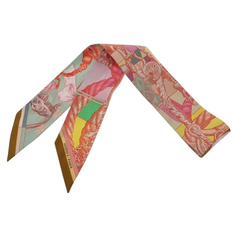 エルメス HERMES ツイリー Cavalleria d Etriers 騎士の鎧 スカーフ シルク マルチ レッド ホワイト レディース【中古】【ABランク】