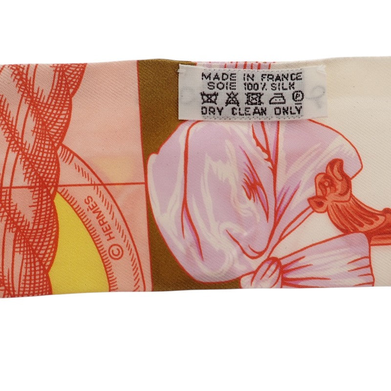 愛馬仕 HERMES 窄版絲巾 Cavalleria d Etriers 騎士的盔甲 絲巾 真絲 多色 紅色 白色 女士【中古】【AB級】