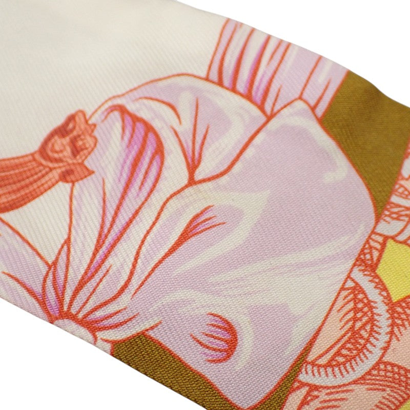 愛馬仕 HERMES 窄版絲巾 Cavalleria d Etriers 騎士的盔甲 絲巾 真絲 多色 紅色 白色 女士【中古】【AB級】