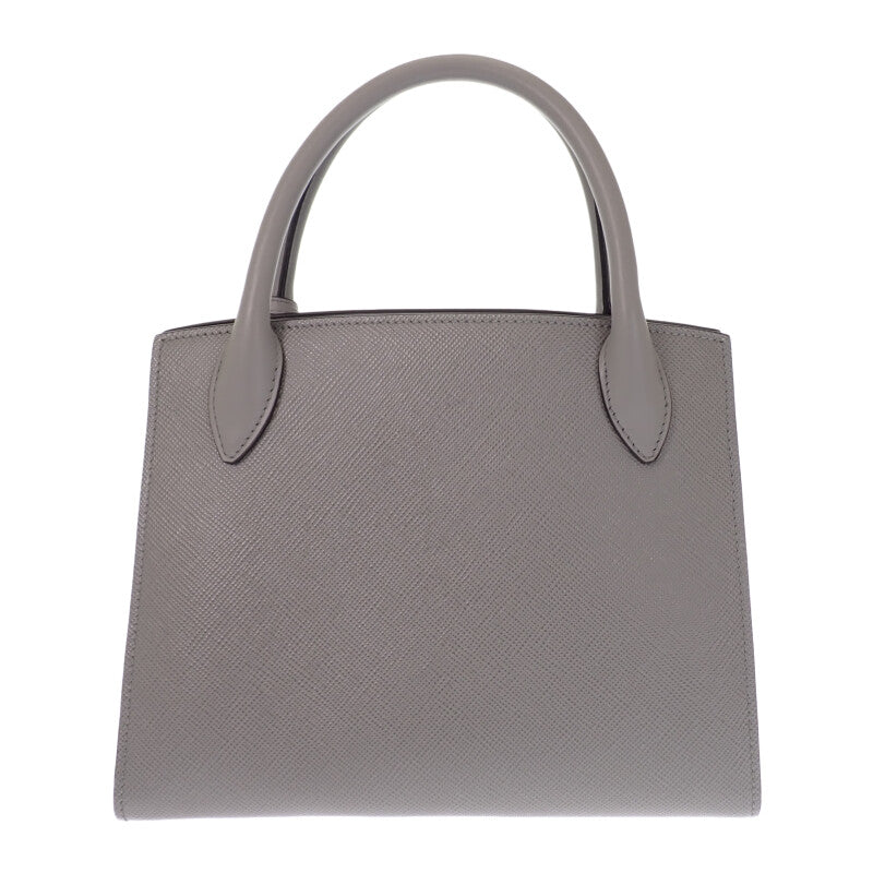 プラダ PRADA モノクローム 1BA156 ハンドバッグ サフィアーノ グレー ゴールド金具 レディース【中古】【Aランク】