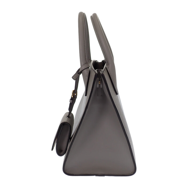 プラダ PRADA モノクローム 1BA156 ハンドバッグ サフィアーノ グレー ゴールド金具 レディース【中古】【Aランク】