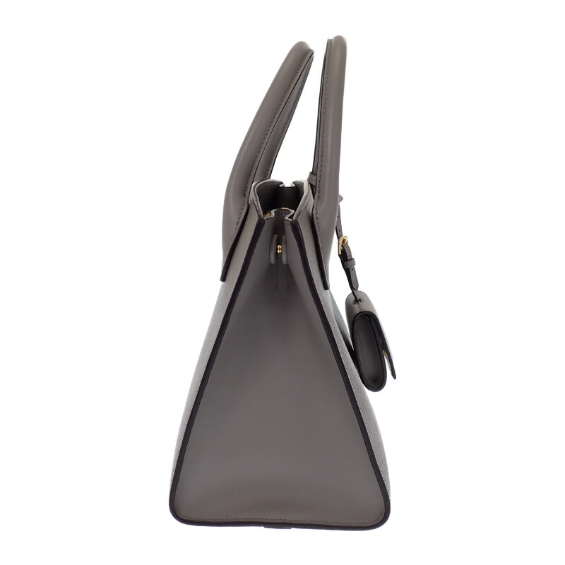 プラダ PRADA モノクローム 1BA156 ハンドバッグ サフィアーノ グレー ゴールド金具 レディース【中古】【Aランク】