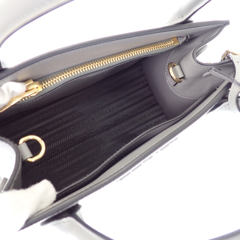 プラダ PRADA モノクローム 1BA156 ハンドバッグ サフィアーノ グレー ゴールド金具 レディース【中古】【Aランク】