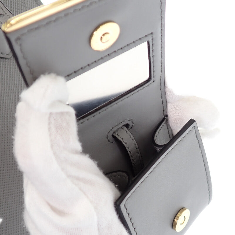 プラダ PRADA モノクローム 1BA156 ハンドバッグ サフィアーノ グレー ゴールド金具 レディース【中古】【Aランク】