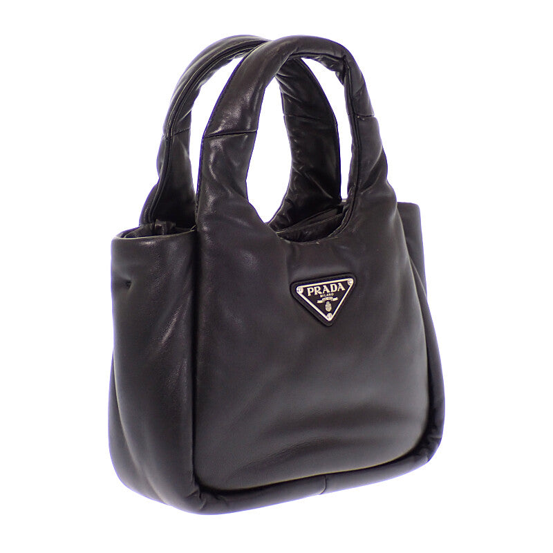 PRADA Padded Mini 1BA359 Handbag Leather Black Silver Hardware Women's