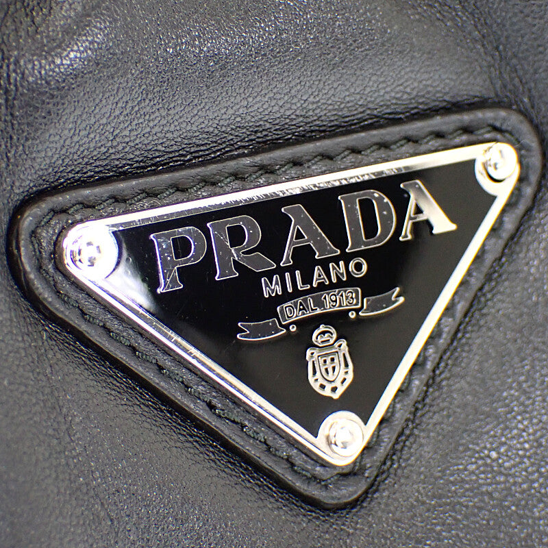 PRADA Padded Mini 1BA359 Handbag Leather Black Silver Hardware Women's