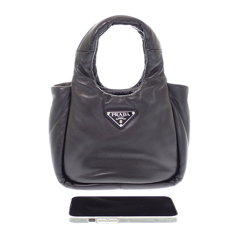 PRADA Padded Mini 1BA359 Handbag Leather Black Silver Hardware Women's