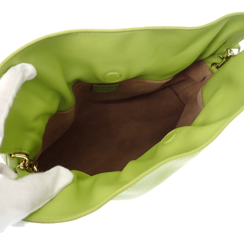 ロエベ LOEWE フラメンコクラッチ ミディアム A411FC1XBF 2WAYバッグ ショルダーバッグ カーフ ライムイエロー レディース【中古】【Aランク】