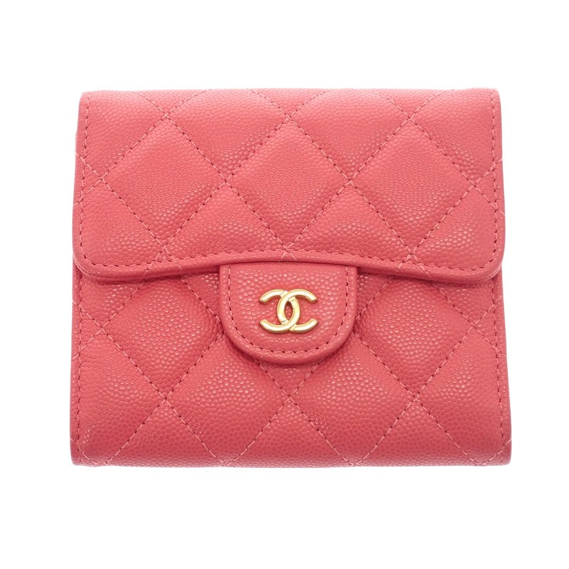 シャネル CHANEL クラシックフラップウォレット AP0231 三つ折り財布 キャビアスキン ピンク ゴールド金具 レディース【中古】【ABランク】