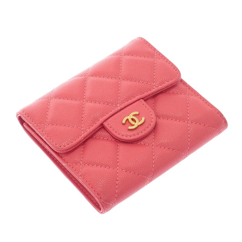 シャネル CHANEL クラシックフラップウォレット AP0231 三つ折り財布 キャビアスキン ピンク ゴールド金具 レディース【中古】【ABランク】