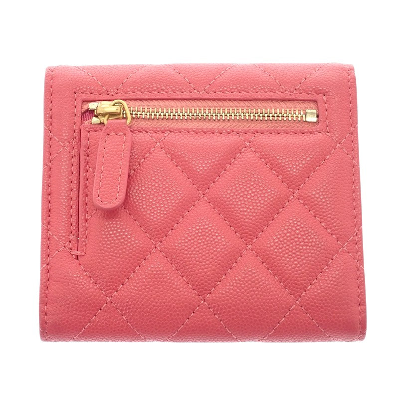シャネル CHANEL クラシックフラップウォレット AP0231 三つ折り財布 キャビアスキン ピンク ゴールド金具 レディース【中古】【ABランク】