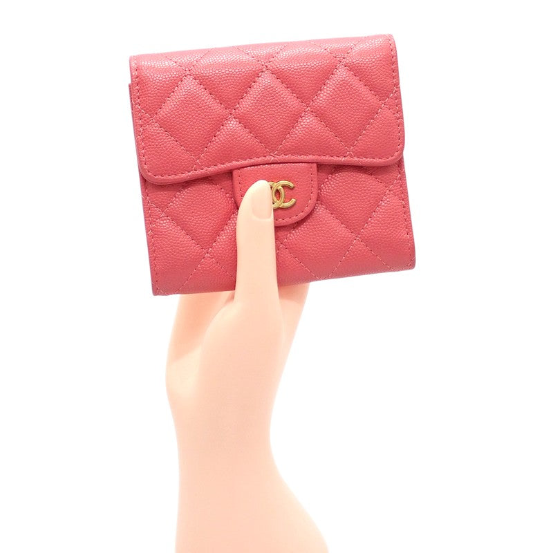 シャネル CHANEL クラシックフラップウォレット AP0231 三つ折り財布 キャビアスキン ピンク ゴールド金具 レディース【中古】【ABランク】
