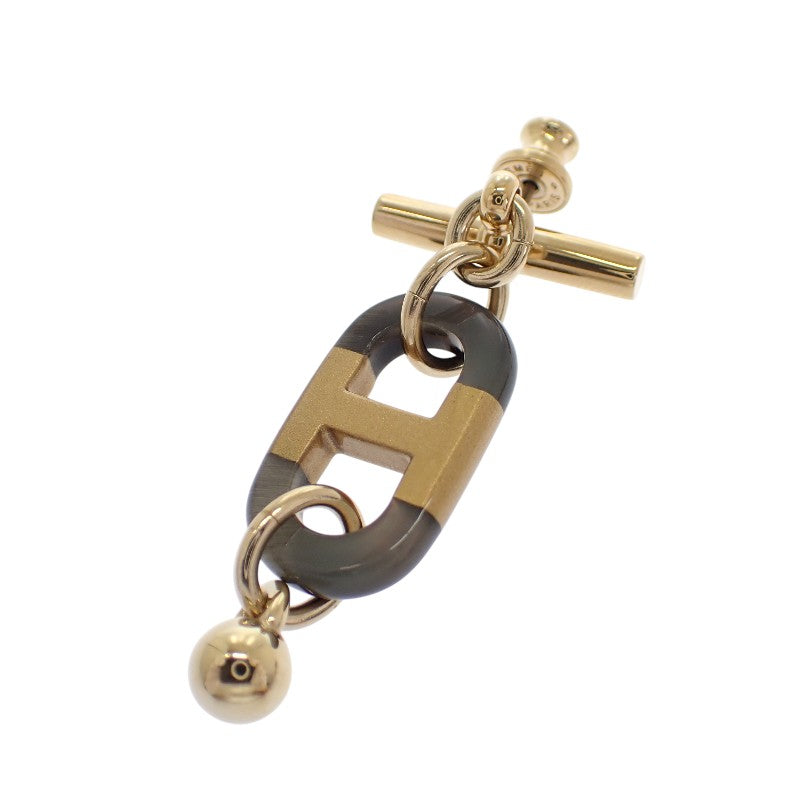 エルメス HERMES シュル メール PM H100000FD00 ピアス メタル バッファローホーン ブラウン ゴールド レディース【中古】【Aランク】