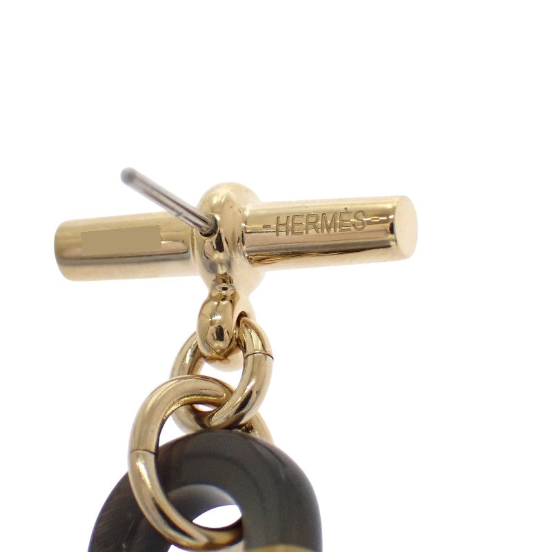 愛馬仕 HERMES Sur Mer PM H100000FD00 耳環 金屬 水牛角 棕色 金色 女款【中古】【A級】
