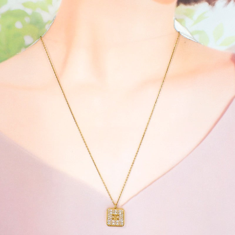 CELINE 賽琳 Triomphe 凱旋門 Nightfall 461HN6BZI.35OR 項鍊 金屬 萊茵石 金色 女款【中古】【AB級】